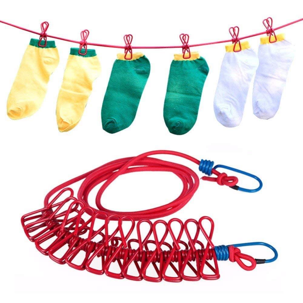 Portable Multi Functional Drying Rope with 12 Clips 1.8 m Long Drying Rope with 12 Clips