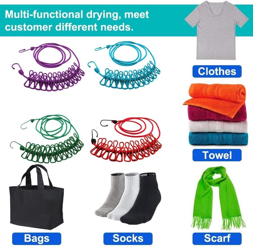 Portable Multi Functional Drying Rope with 12 Clips 1.8 m Long Drying Rope with 12 Clips