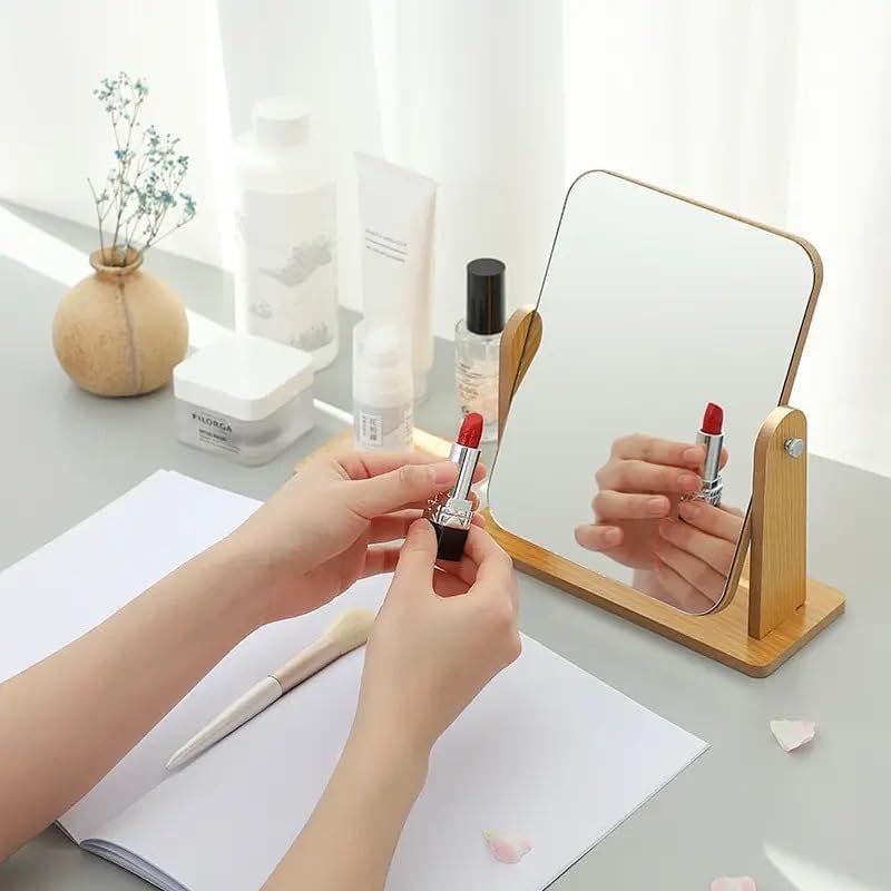 Wooden Desk Square Makeup Mirror