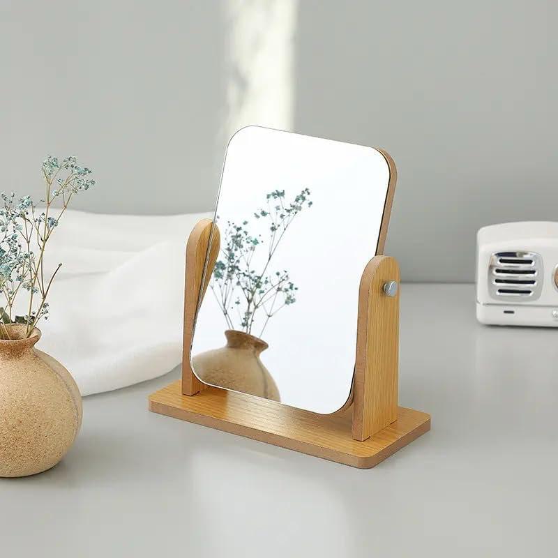 Wooden Desk Square Makeup Mirror