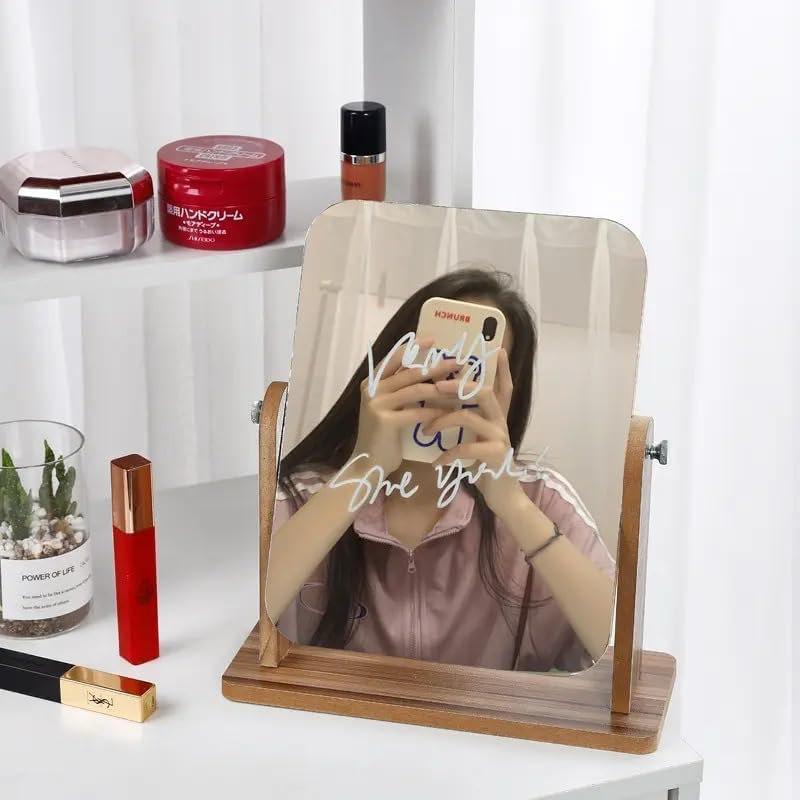 Wooden Desk Square Makeup Mirror