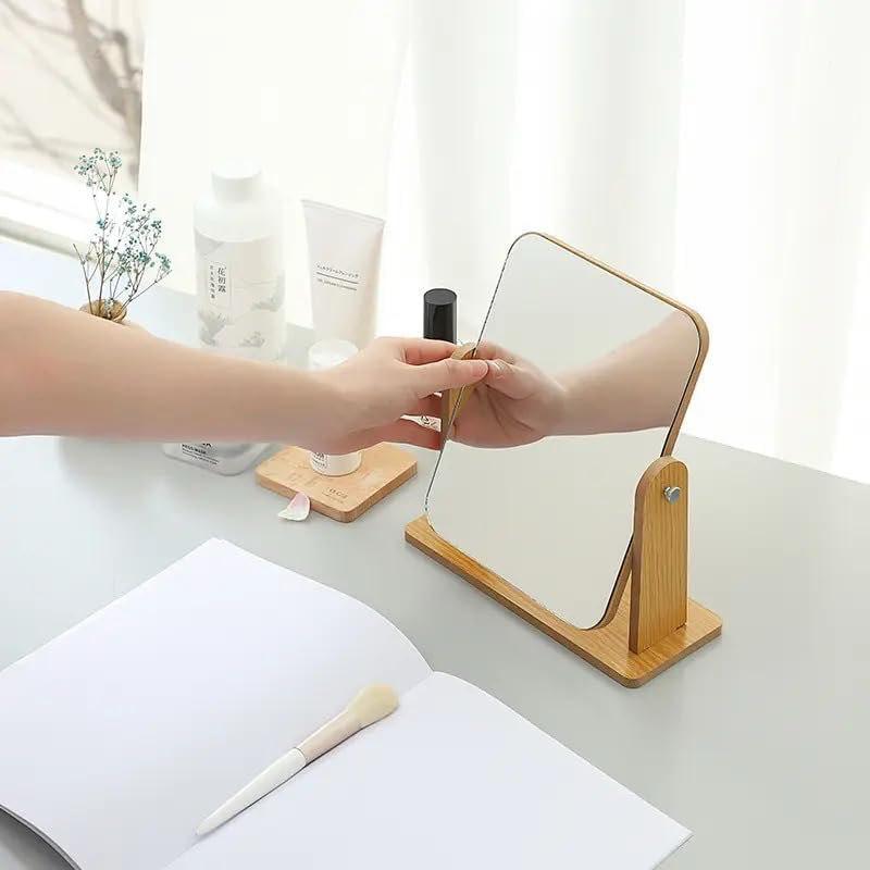 Wooden Desk Square Makeup Mirror
