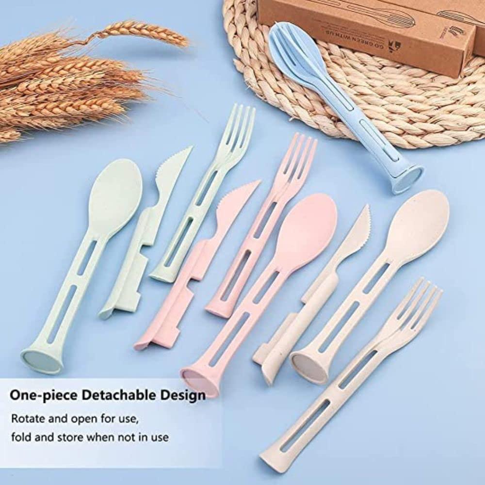 3 in 1 Straw Reusable Spoon Travel Cutlery Set