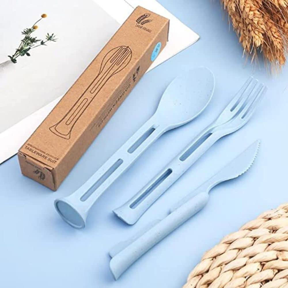 3 in 1 Straw Reusable Spoon Travel Cutlery Set