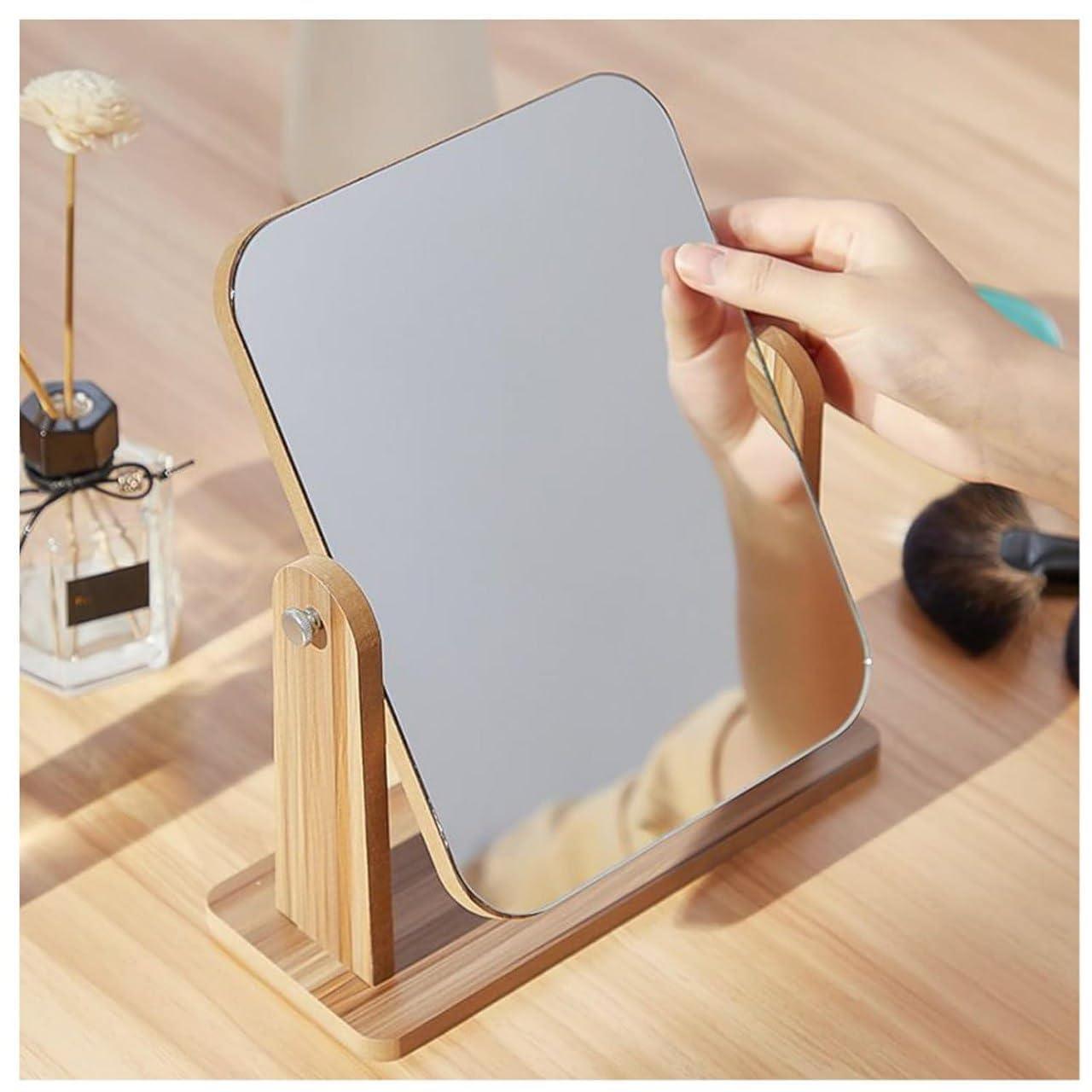Wooden Desk Square Makeup Mirror