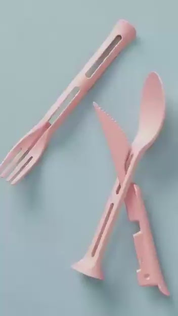 3 in 1 Straw Reusable Spoon Travel Cutlery Set